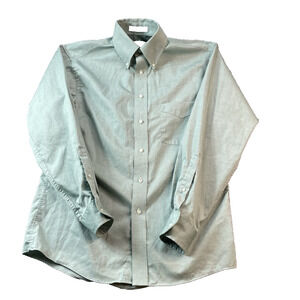 Arrow Men’s White Wrinkle Free Geen Button Down Dress Shirt Medium 15.5 32/33